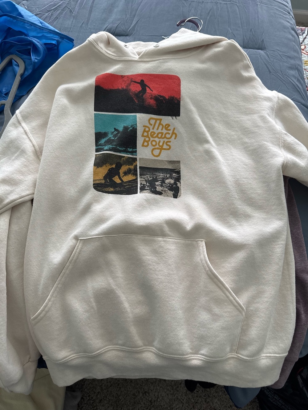 The Beach Boys White Graphic Hoodie - Retro Surf Panels. Sz large